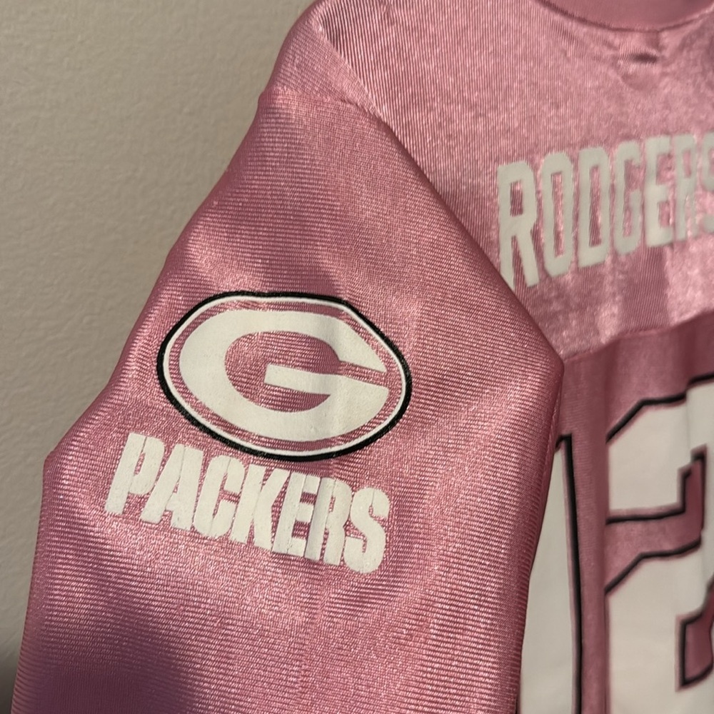NFL Players Jersey Pink Aaron Rogers Packers Women’s Large #12 Sports Football - Picture 6 of 13